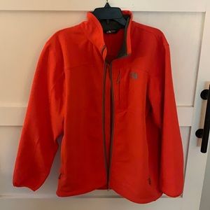North Face orange full zip soft shell jacket